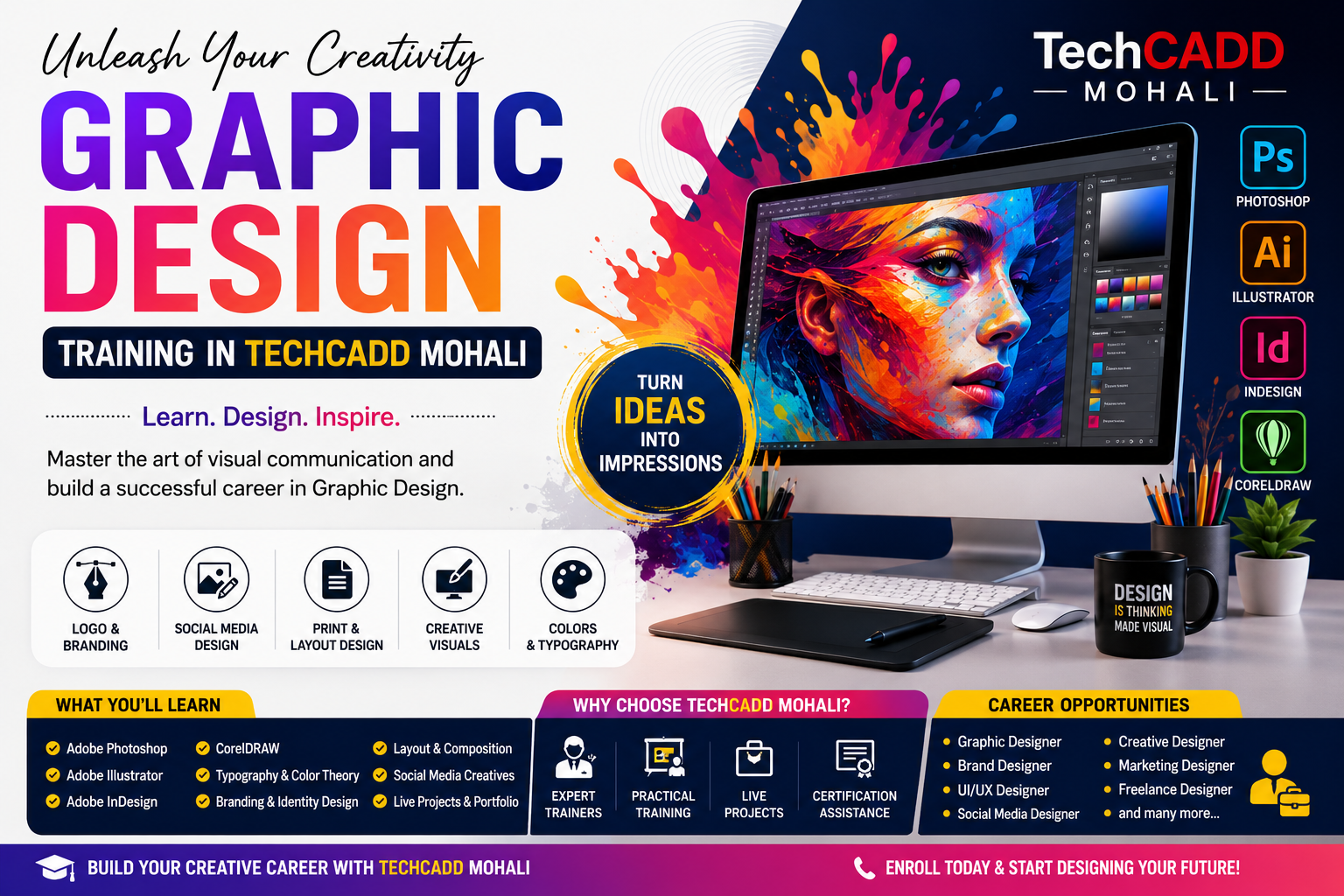 Graphic Design Training in TechCADD Mohali: Transform Your Creativity into a Professional Career